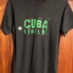 Cuba Rebeled ebony green cotton crew neck tee single white star